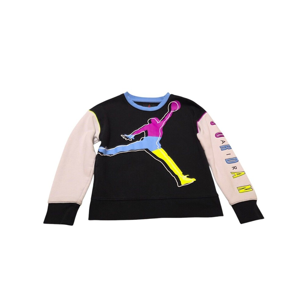 AIR JORDAN Youth Size M Jumpman Logo Colorblock Sweatshirt Black White H2.2
